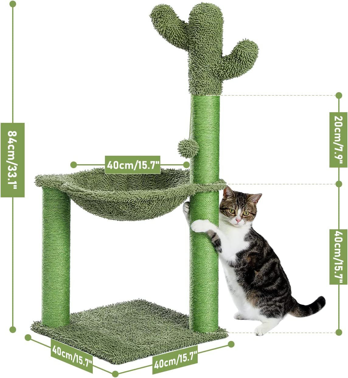 Rascador Para Gatos, Diseño Cactus Torre Con Hamaca - Cs