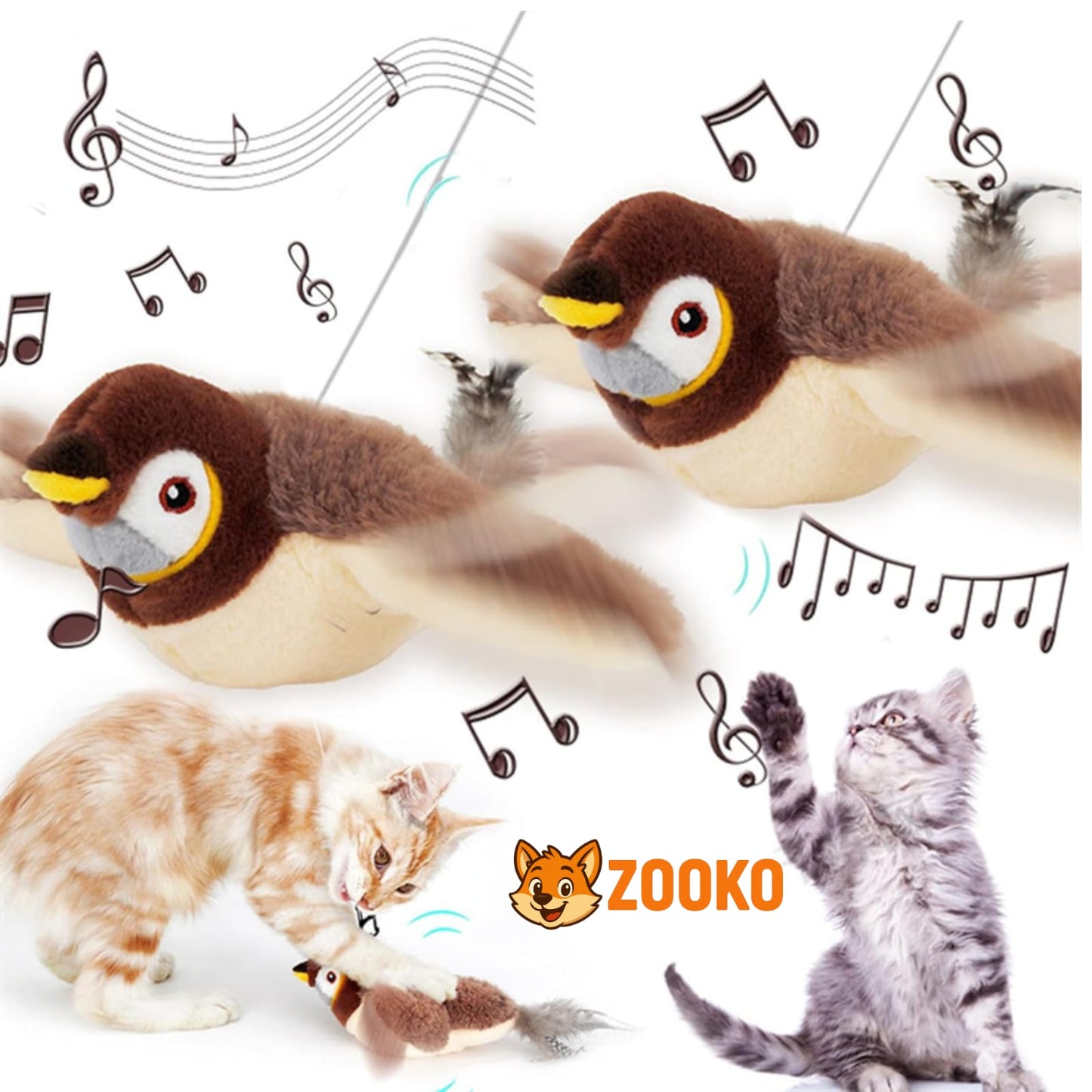 Juguete Para Gato Pájaro Divertido Volador Con Sonido