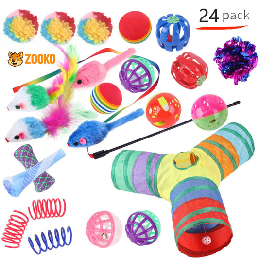 Pack 24 Juguetes Y Túnel Plegable Juguetes Divertidos 24pcs