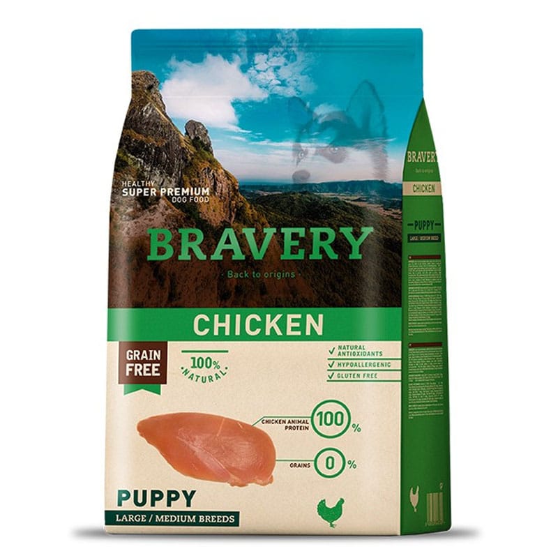 Alimento Bravery Cachorro De Raza Mediana Y Grande Sabor Pollo De 12 Kg