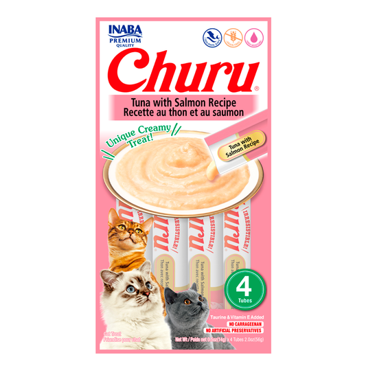 Snack Para Gato Cremoso Inaba Churu Atún Y Salmón 14 Gr