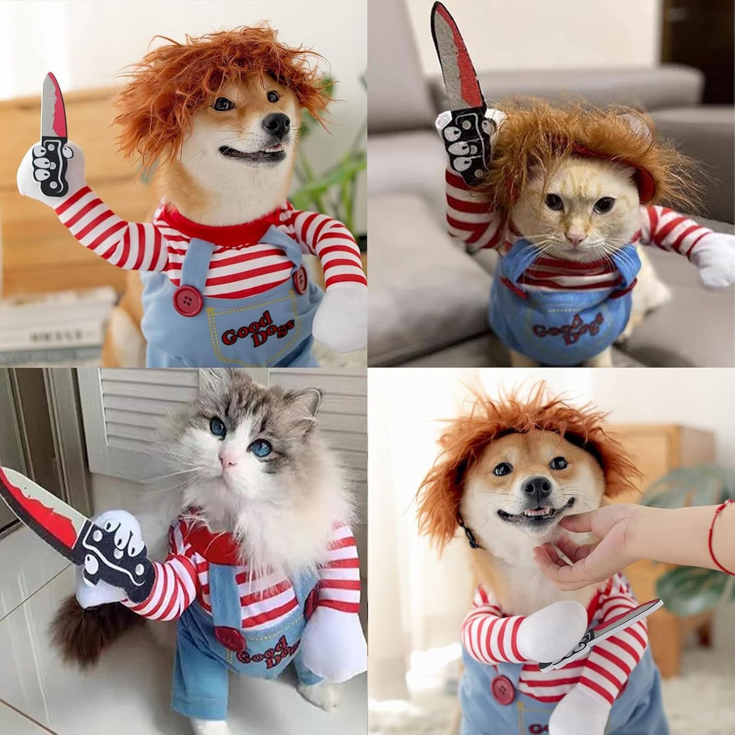 Disfraz Para Perros Y Gatos Diseño Chucky Halloween Mascotas