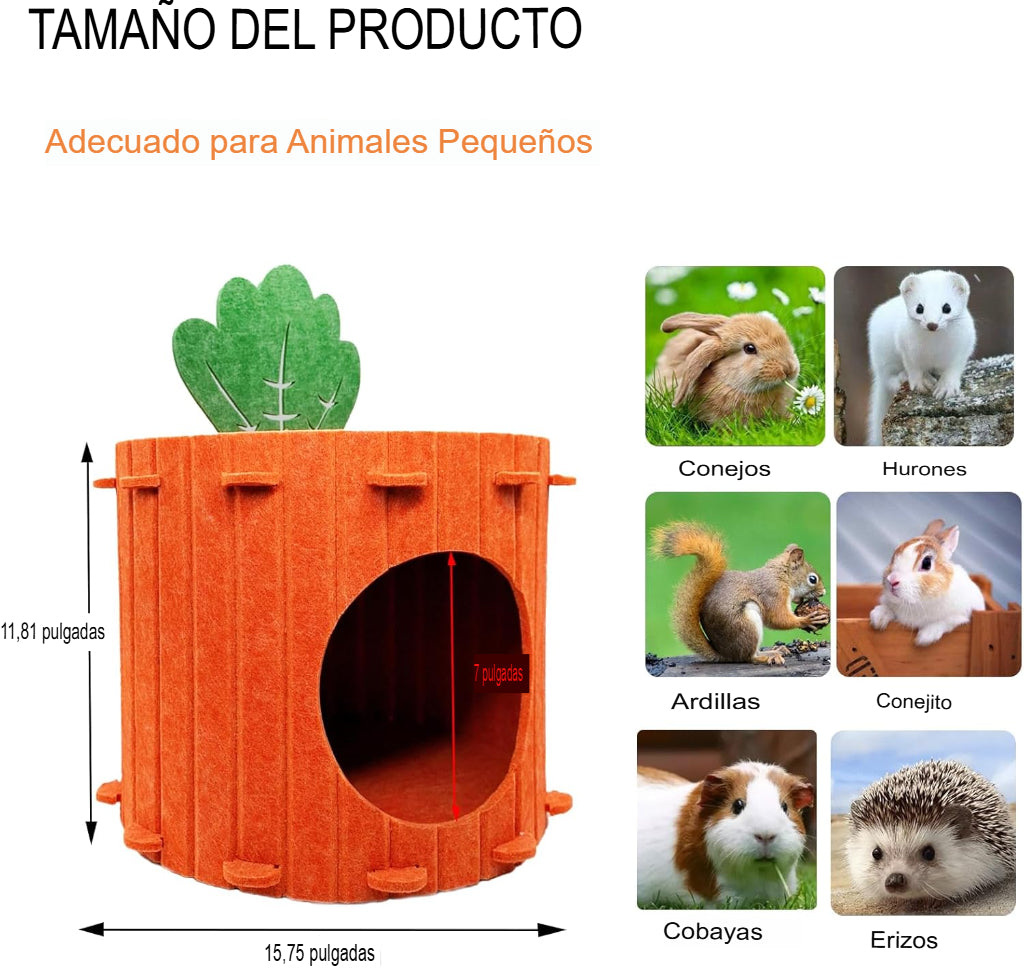 Casa Cama Refugio Para Conejos, Huron, Cuy De Fieltro Zooko