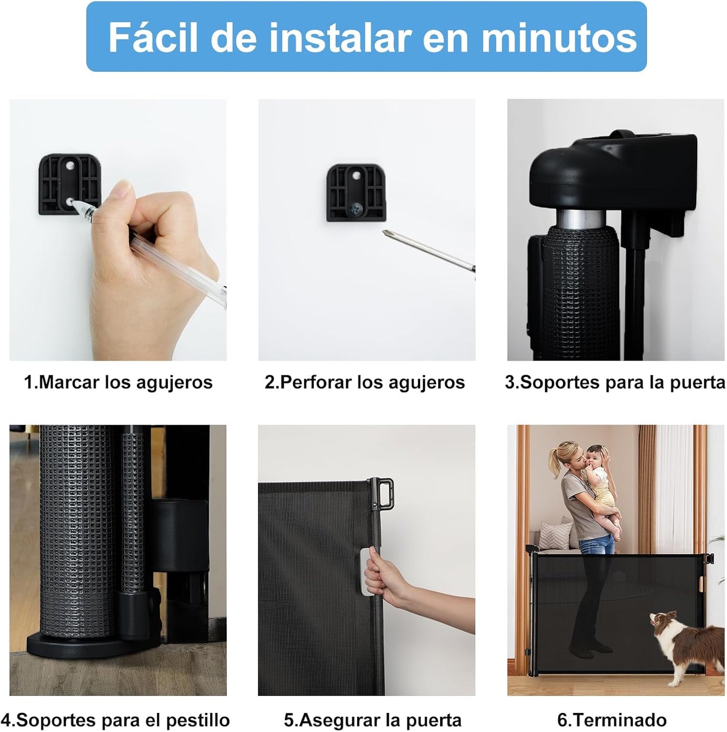 Malla Retractil Reja Puerta De Seguridad Mascotas Bebe Zooko