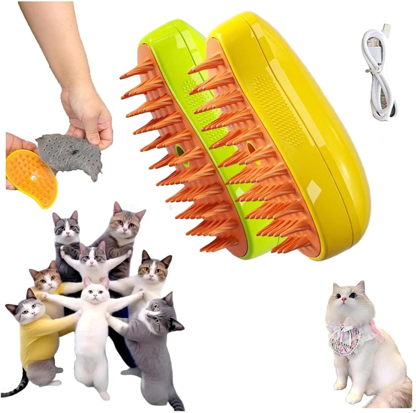 Cepillo Para Gatos Mascotas A Vapor Electrico Usb