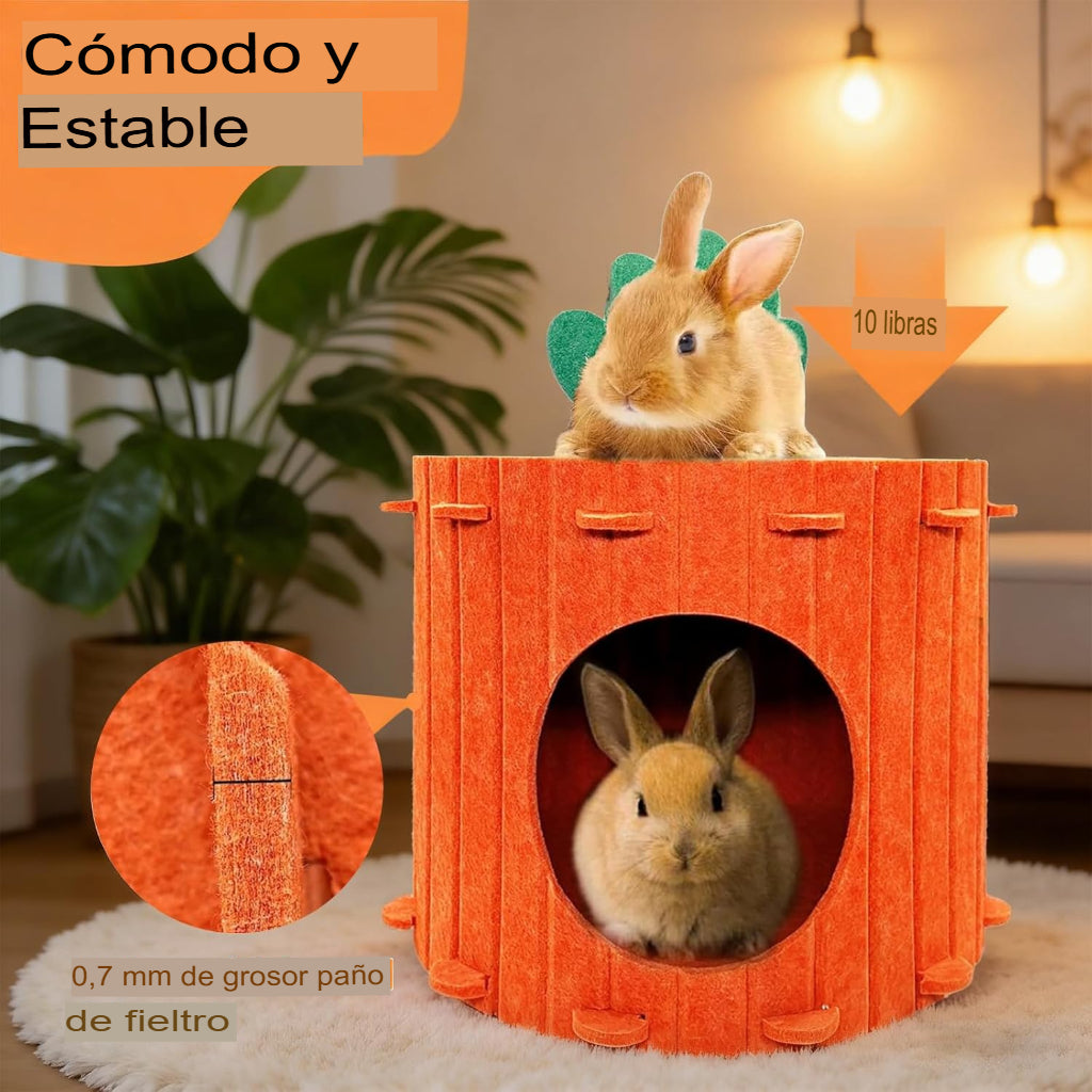 Casa Cama Refugio Para Conejos, Huron, Cuy De Fieltro Zooko