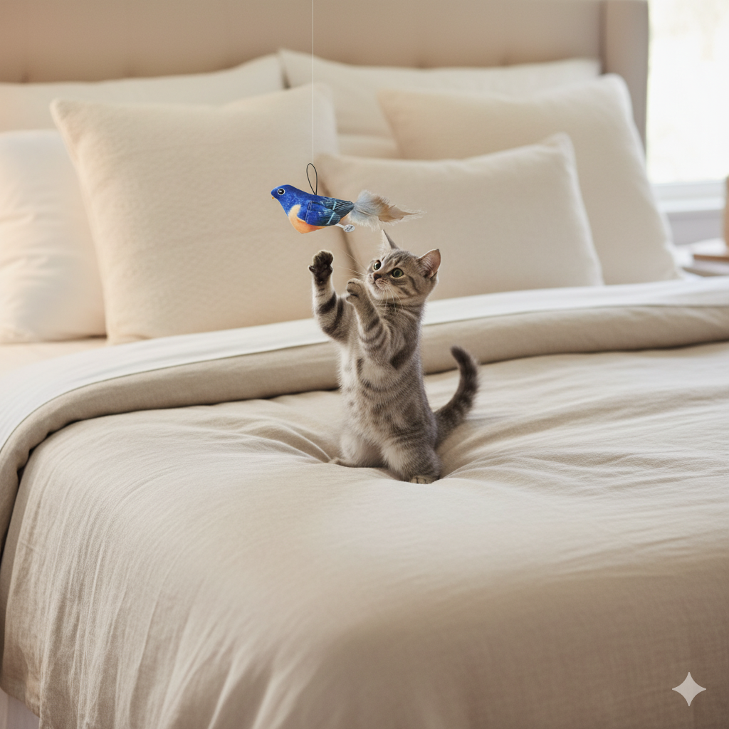 Pájaro Caza Peluche Juguete Con Cuerda Sonido Para Gatos