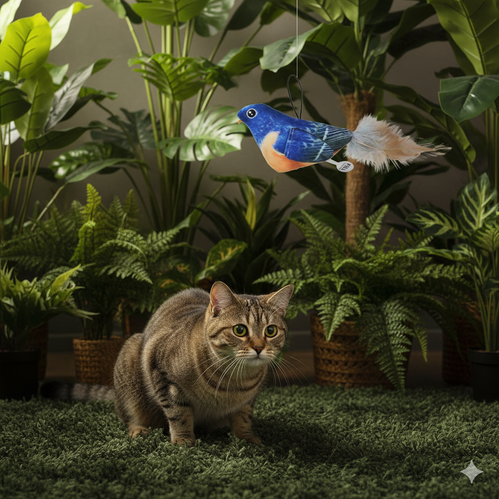 Pájaro Caza Peluche Juguete Con Cuerda Sonido Para Gatos