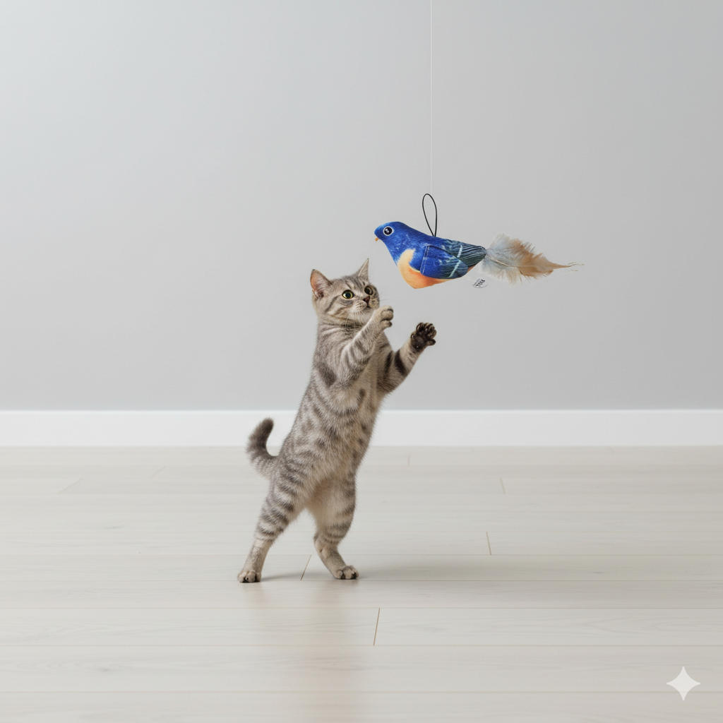 Pájaro Caza Peluche Juguete Con Cuerda Sonido Para Gatos