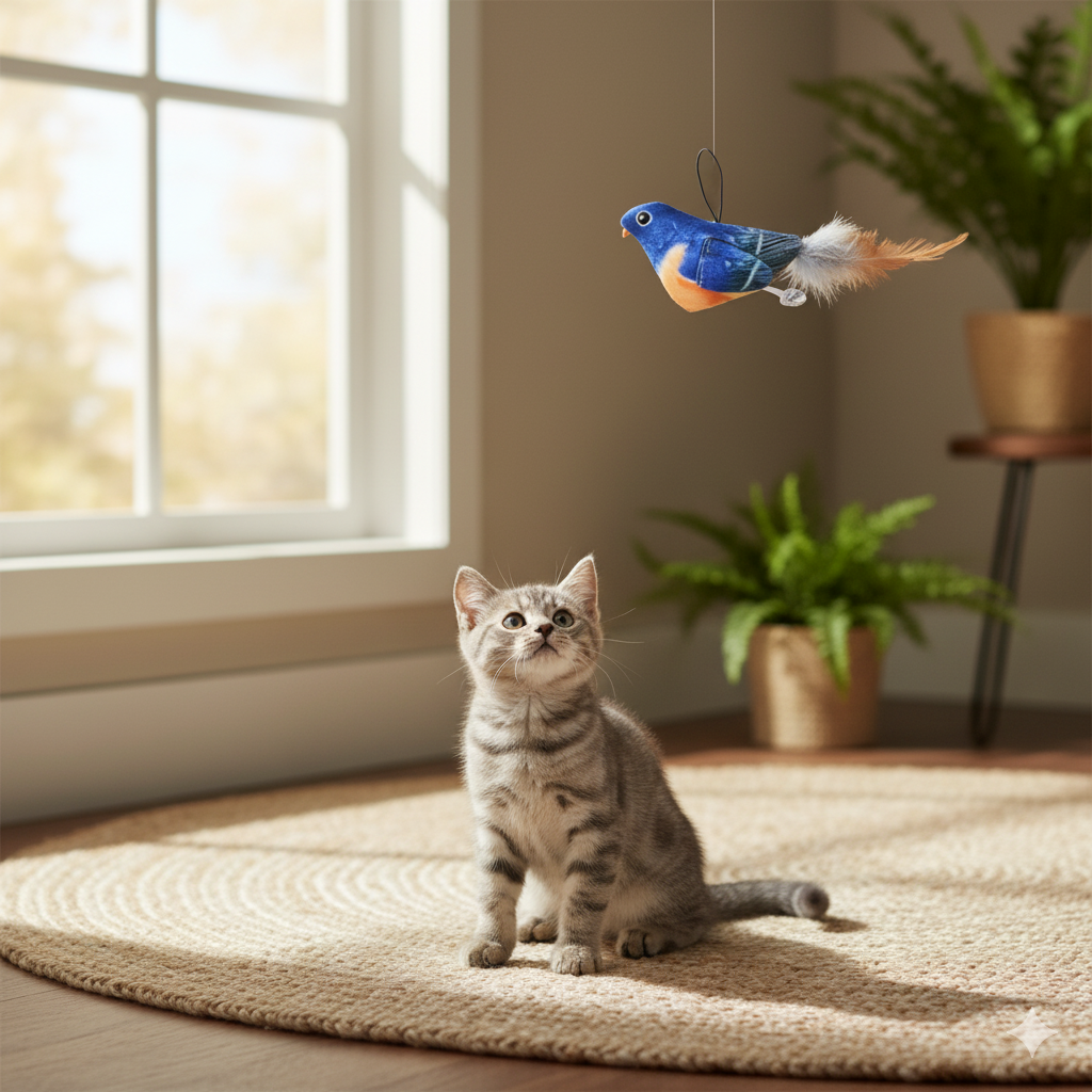 Pájaro Caza Peluche Juguete Con Cuerda Sonido Para Gatos