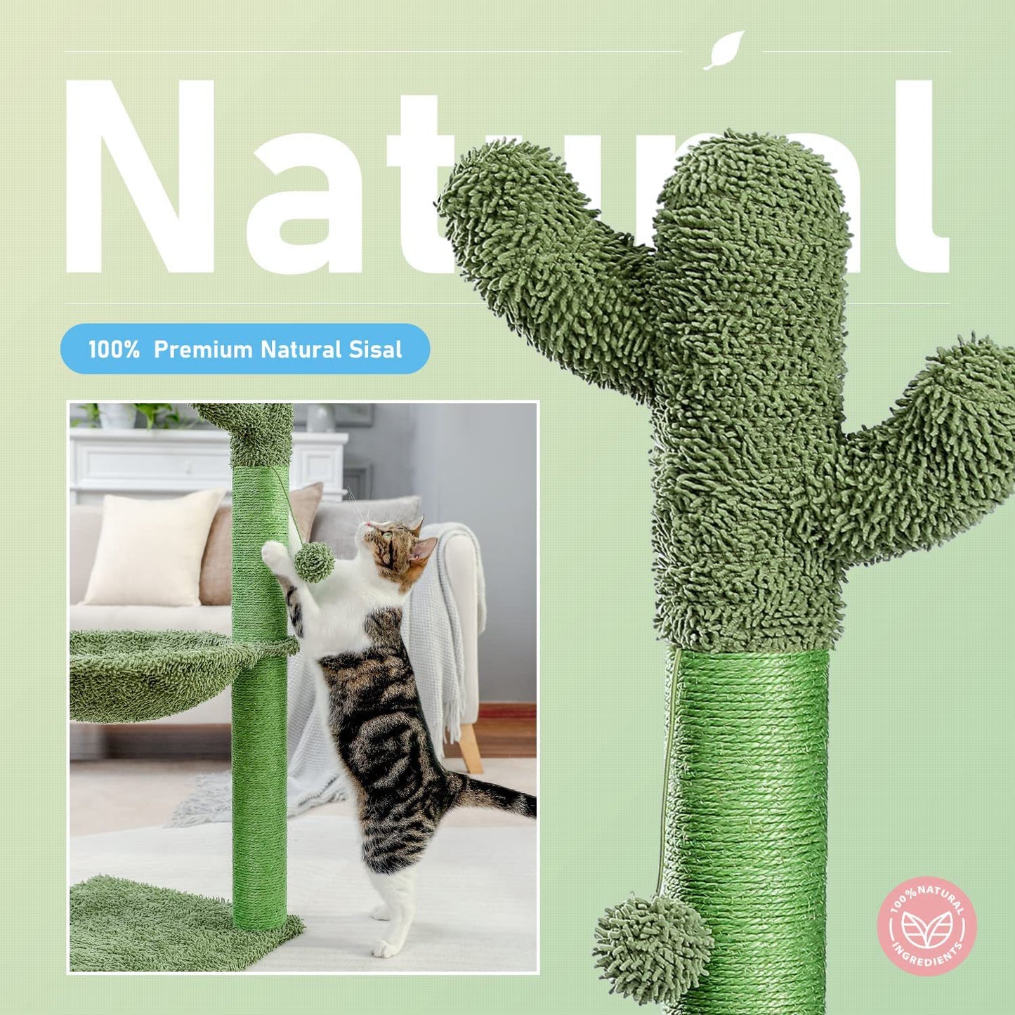 Rascador Para Gatos, Diseño Cactus Torre Con Hamaca - Cs