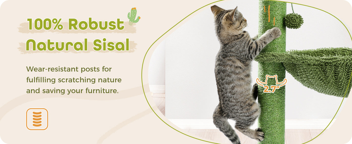 Rascador Para Gatos, Diseño Cactus Torre Con Hamaca - Cs