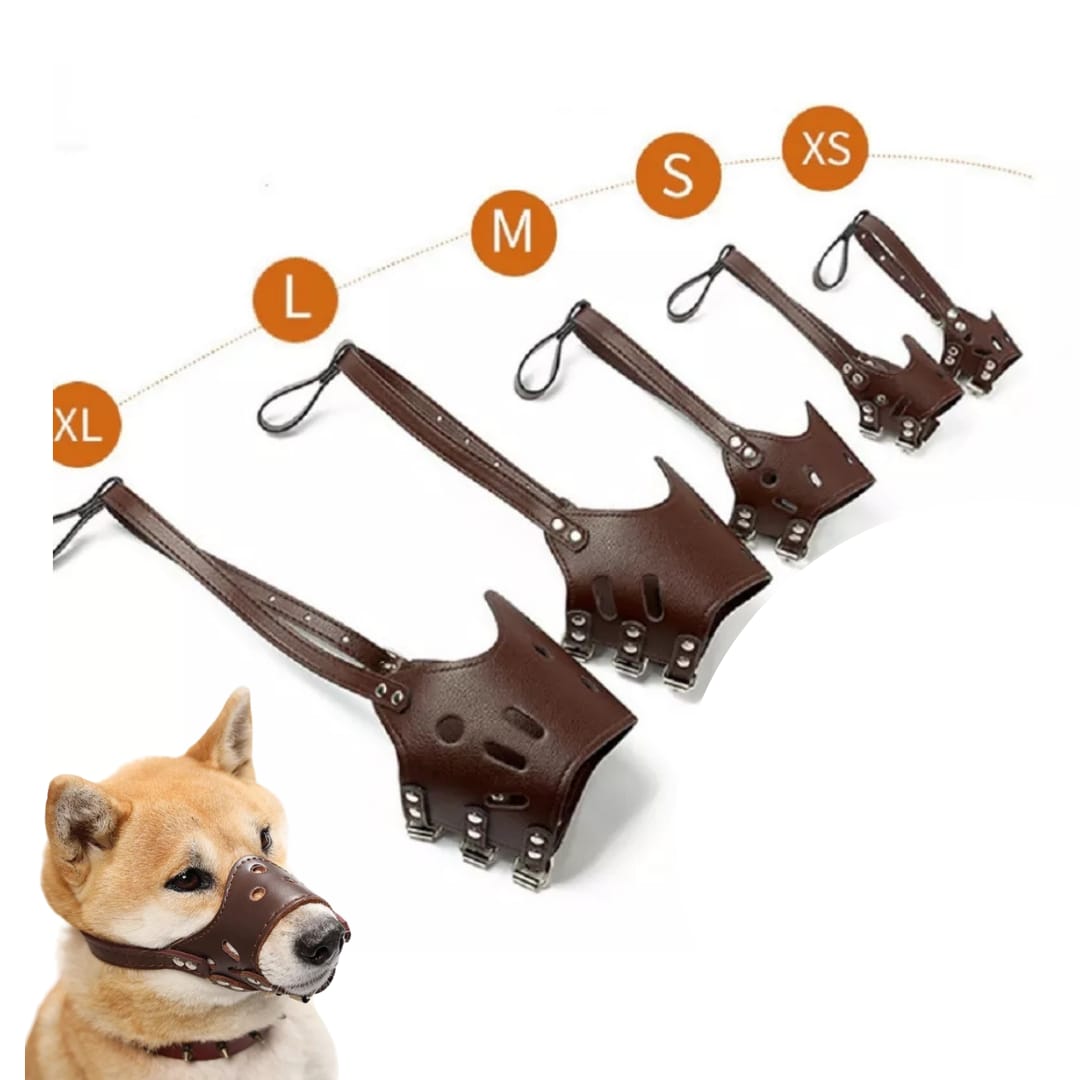 Bozal Para Perros En Cuero Vegano Resistente Y Reforzado