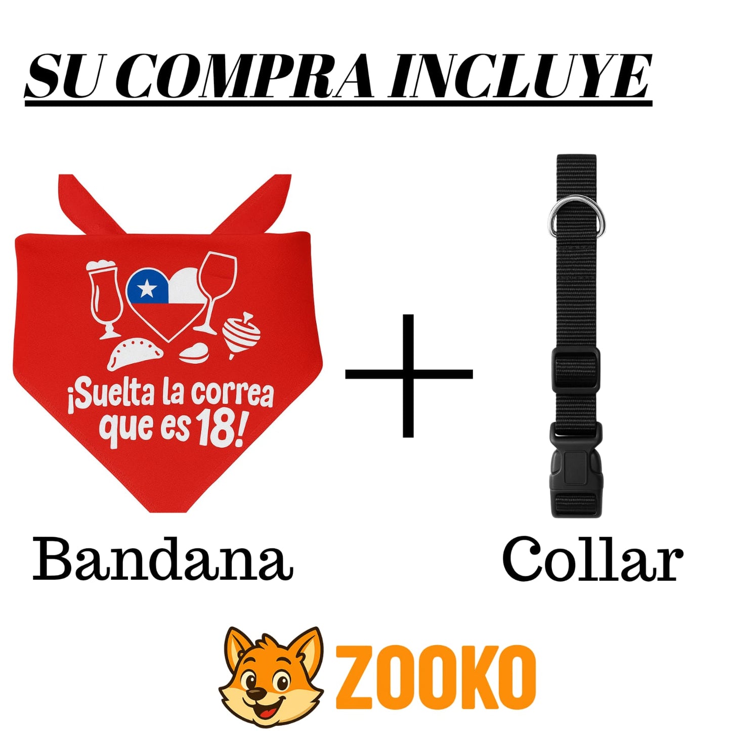 Collar Bandana Fiestas Patrias 18 Chile Mascotas - Zooko