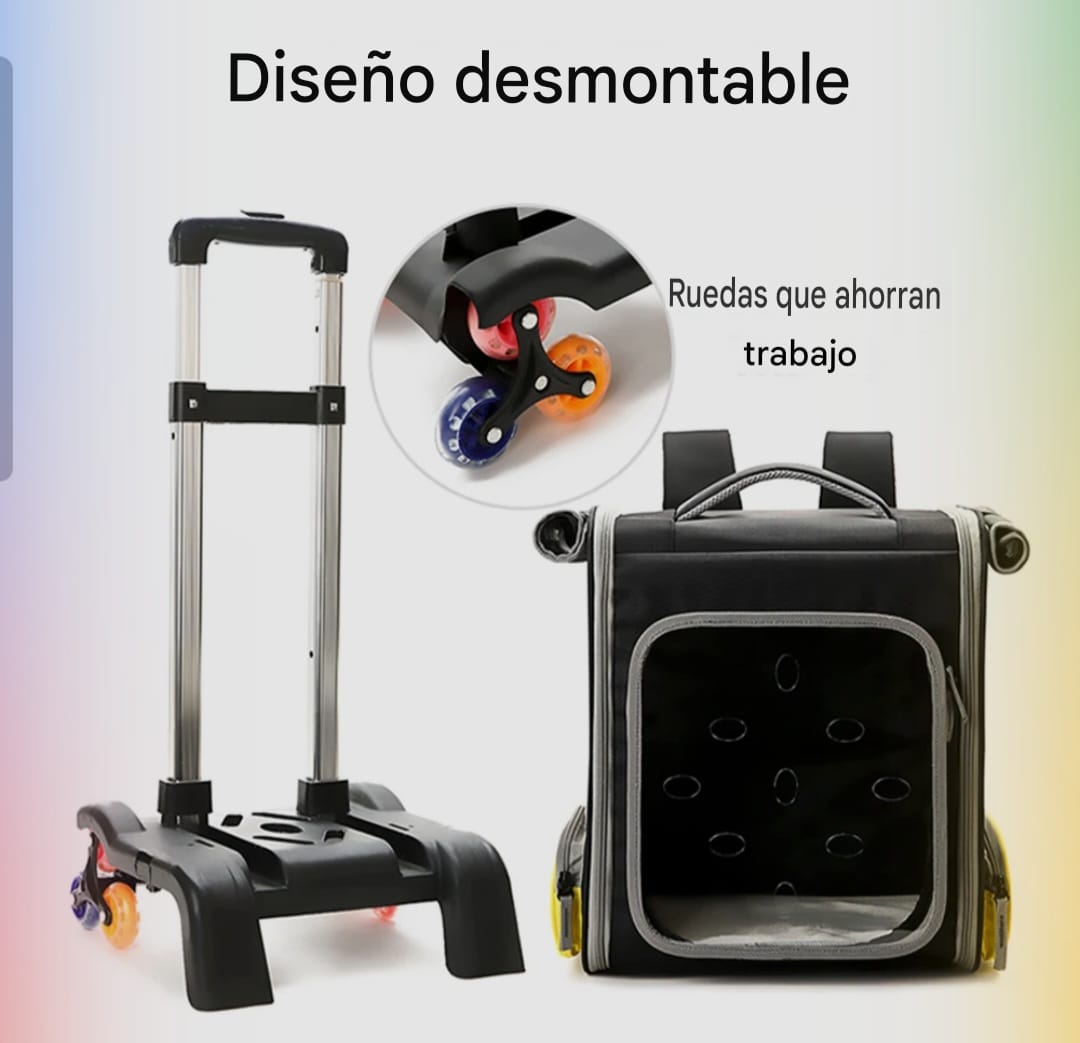 Mochila Maleta Con Ruedas 2 En 1 Viajes Mascota Perros Gatos