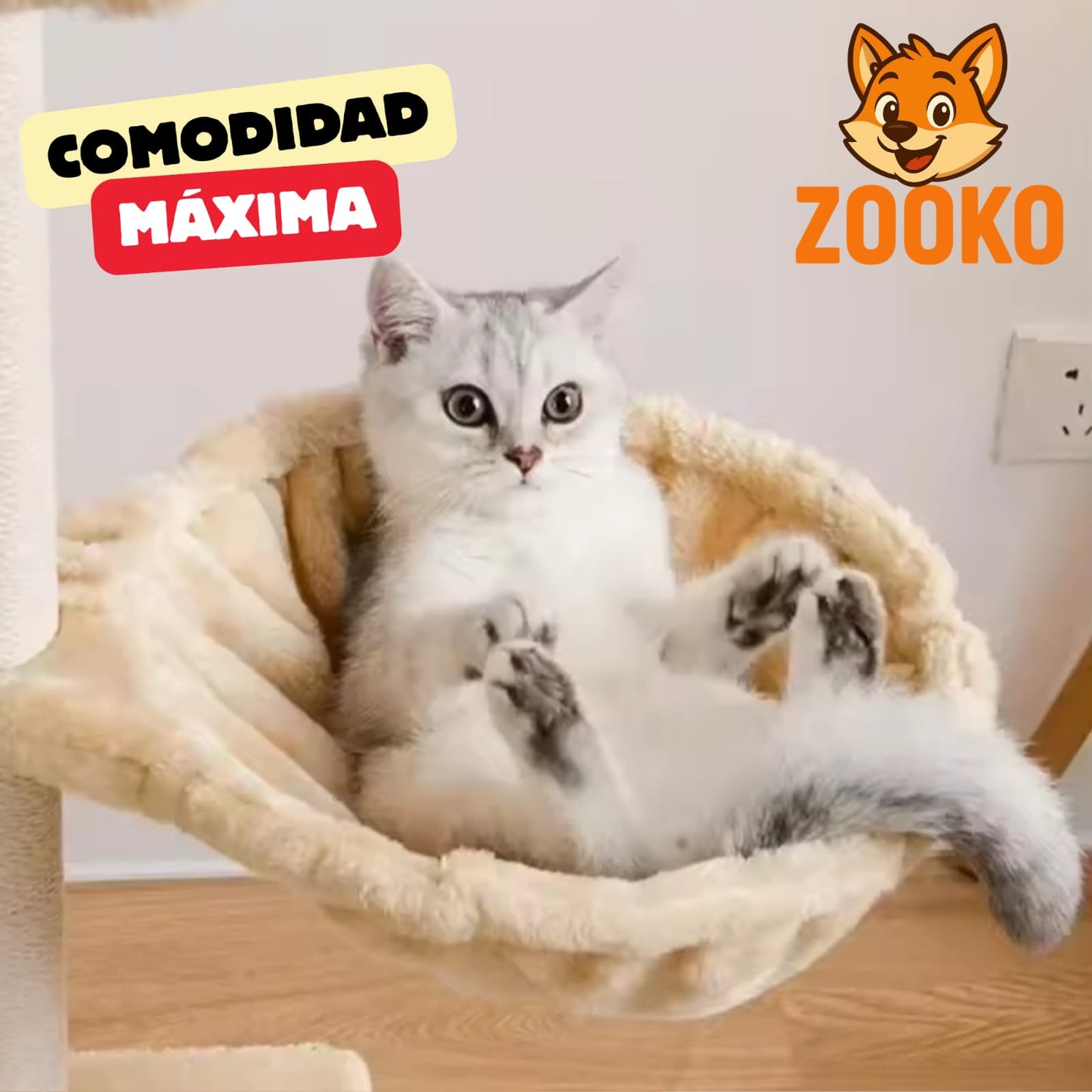 Rascador Para Gatos Torre Arbol En Sisal Con Hamaca - Zooko