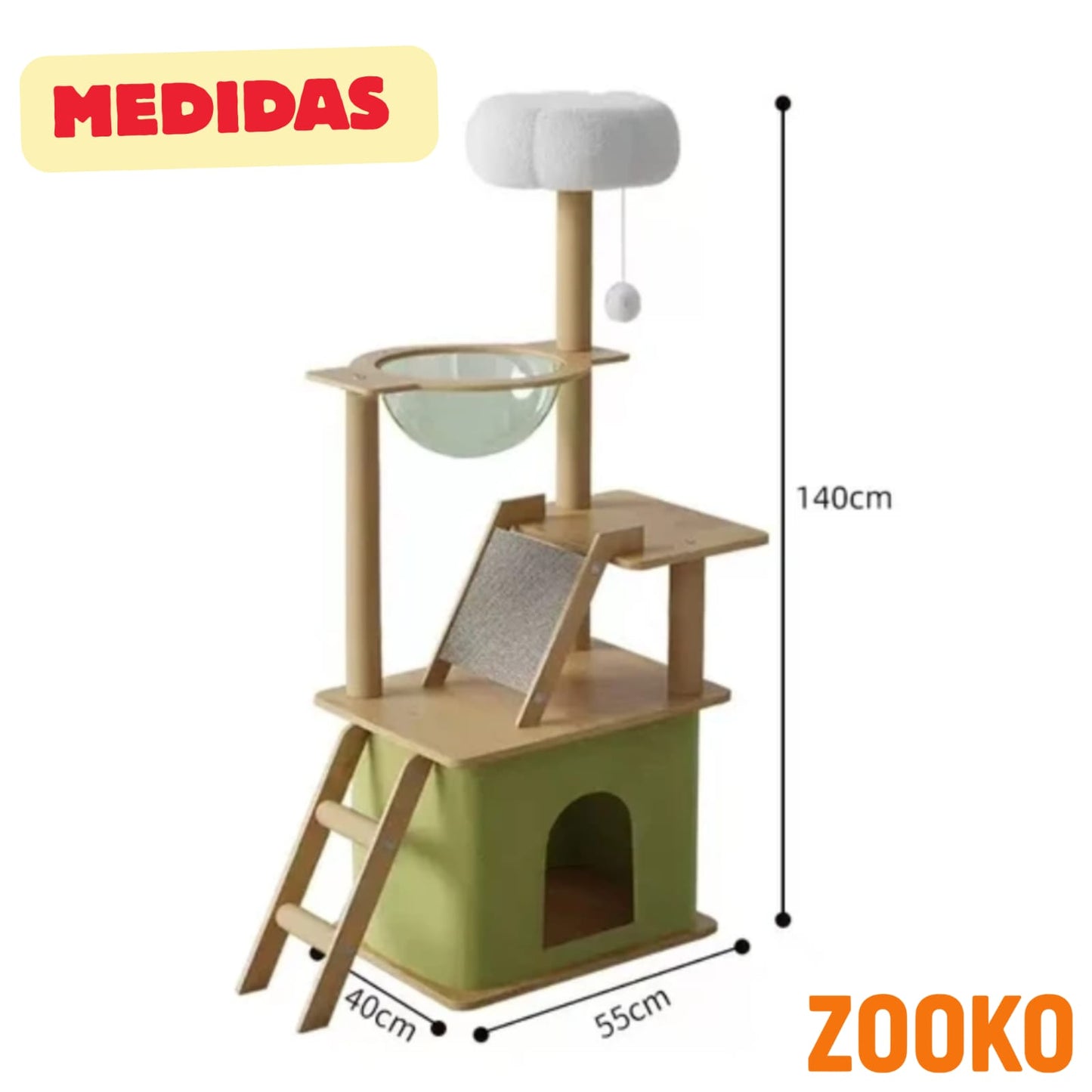 Rascador Para Gatos Torre Con Refugio Interior - Zooko