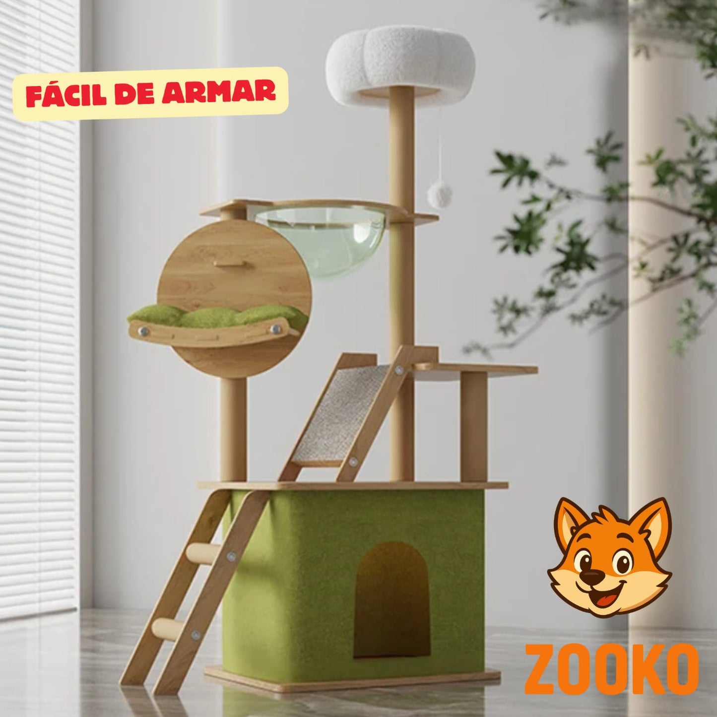 Rascador Para Gatos Torre Con Refugio Interior - Zooko