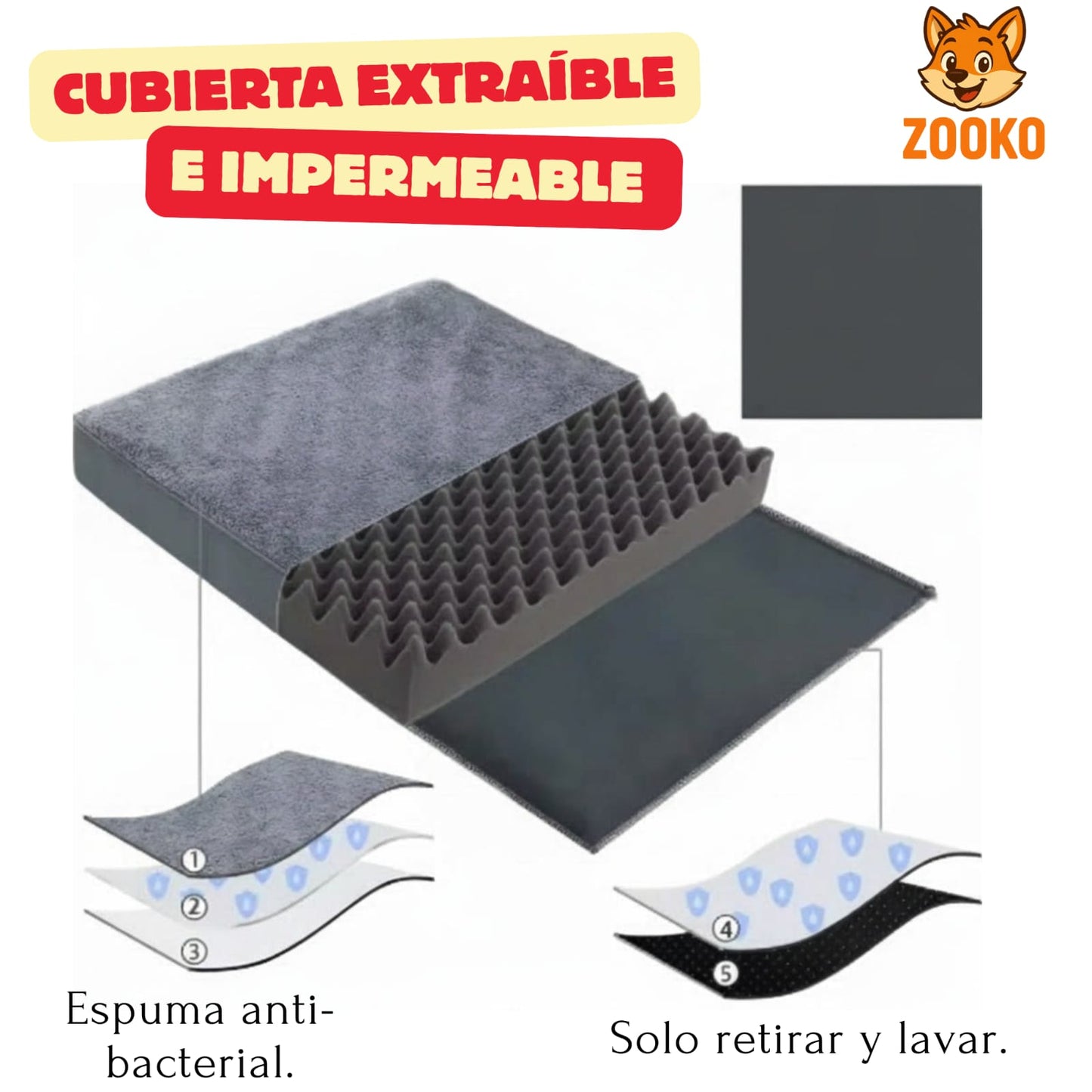 Cama Colchon Ortopedico Antiestres Mascota 111 X 81 Cm Zooko