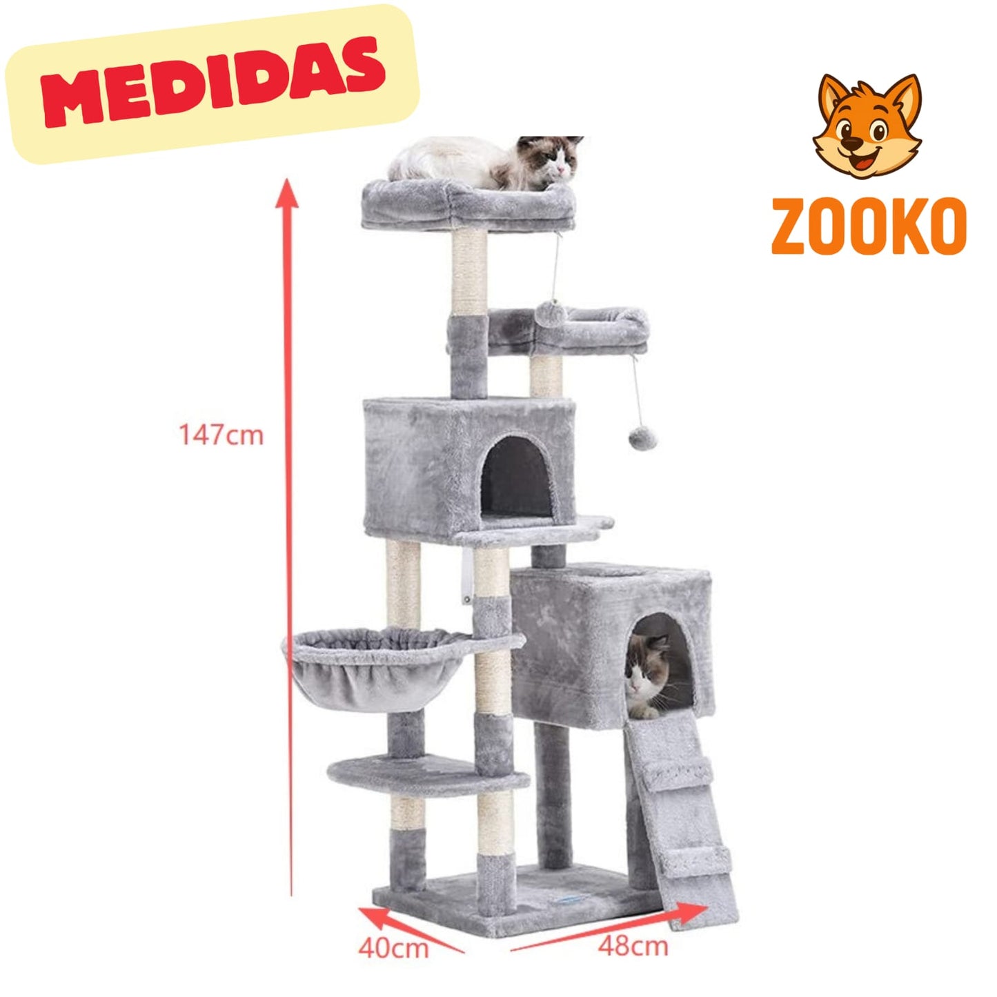 Rascador Para Gatos Torre Skypaws Camas, Refugio Marca Zooko