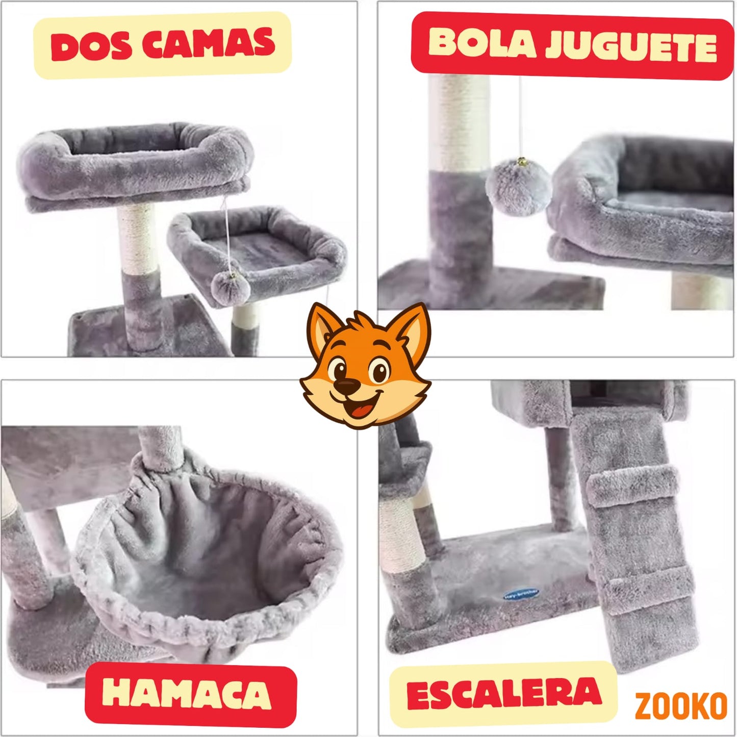 Rascador Para Gatos Torre Skypaws Camas, Refugio Marca Zooko