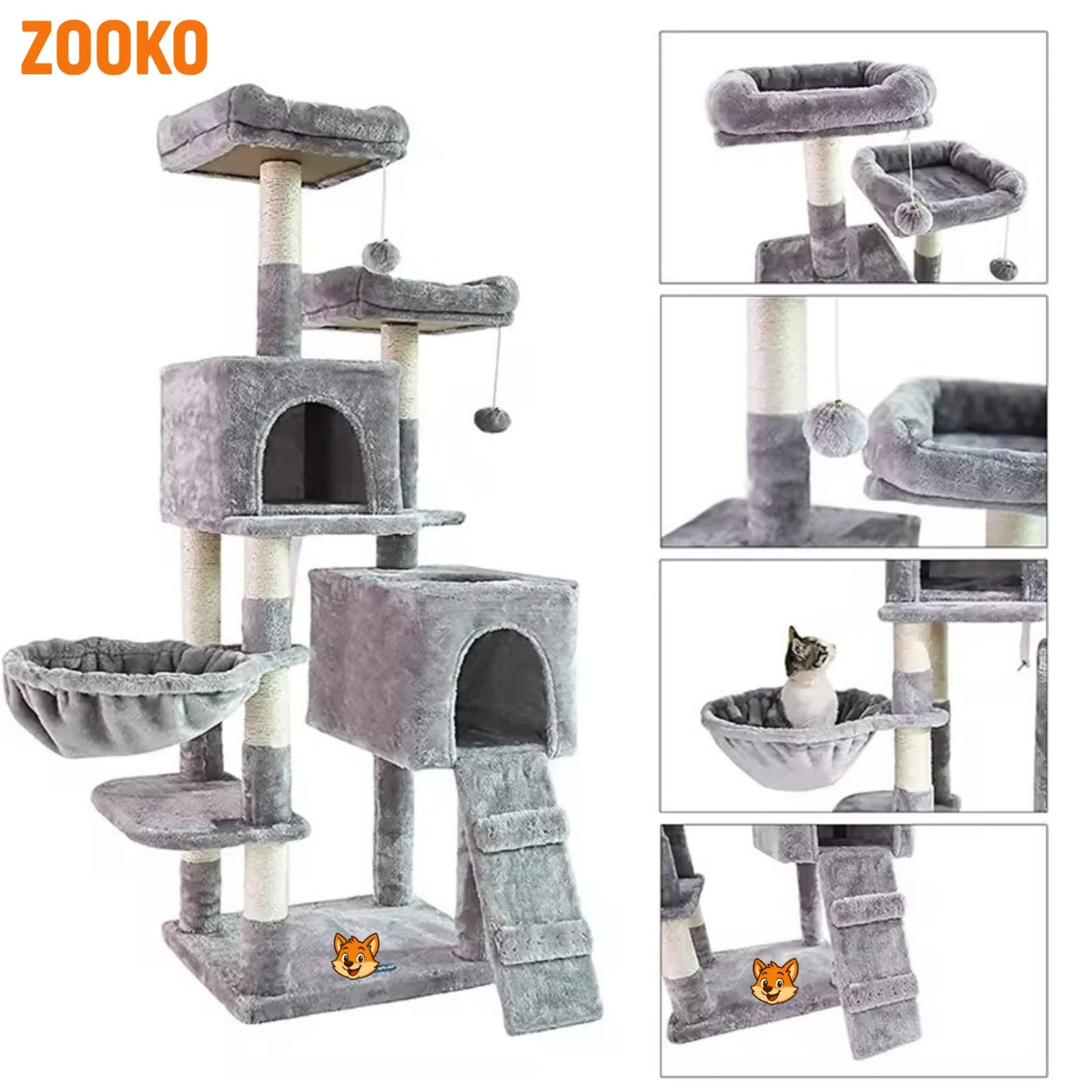 Rascador Para Gatos Torre Skypaws Camas, Refugio Marca Zooko