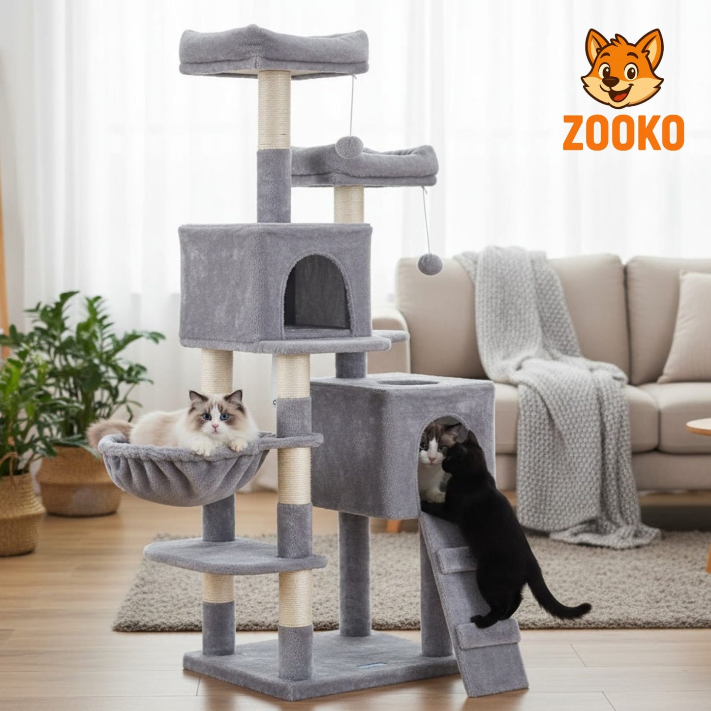 Rascador Para Gatos Torre Skypaws Camas, Refugio Marca Zooko