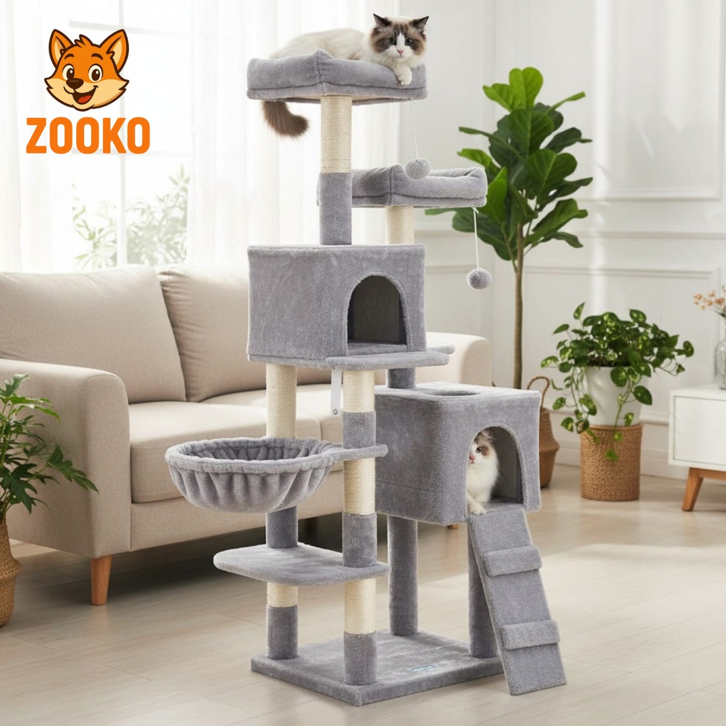 Rascador Para Gatos Torre Skypaws Camas, Refugio Marca Zooko