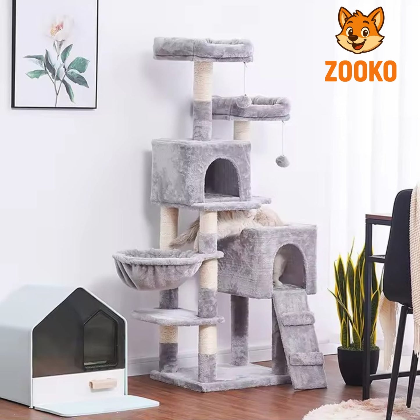 Rascador Para Gatos Torre Skypaws Camas, Refugio Marca Zooko