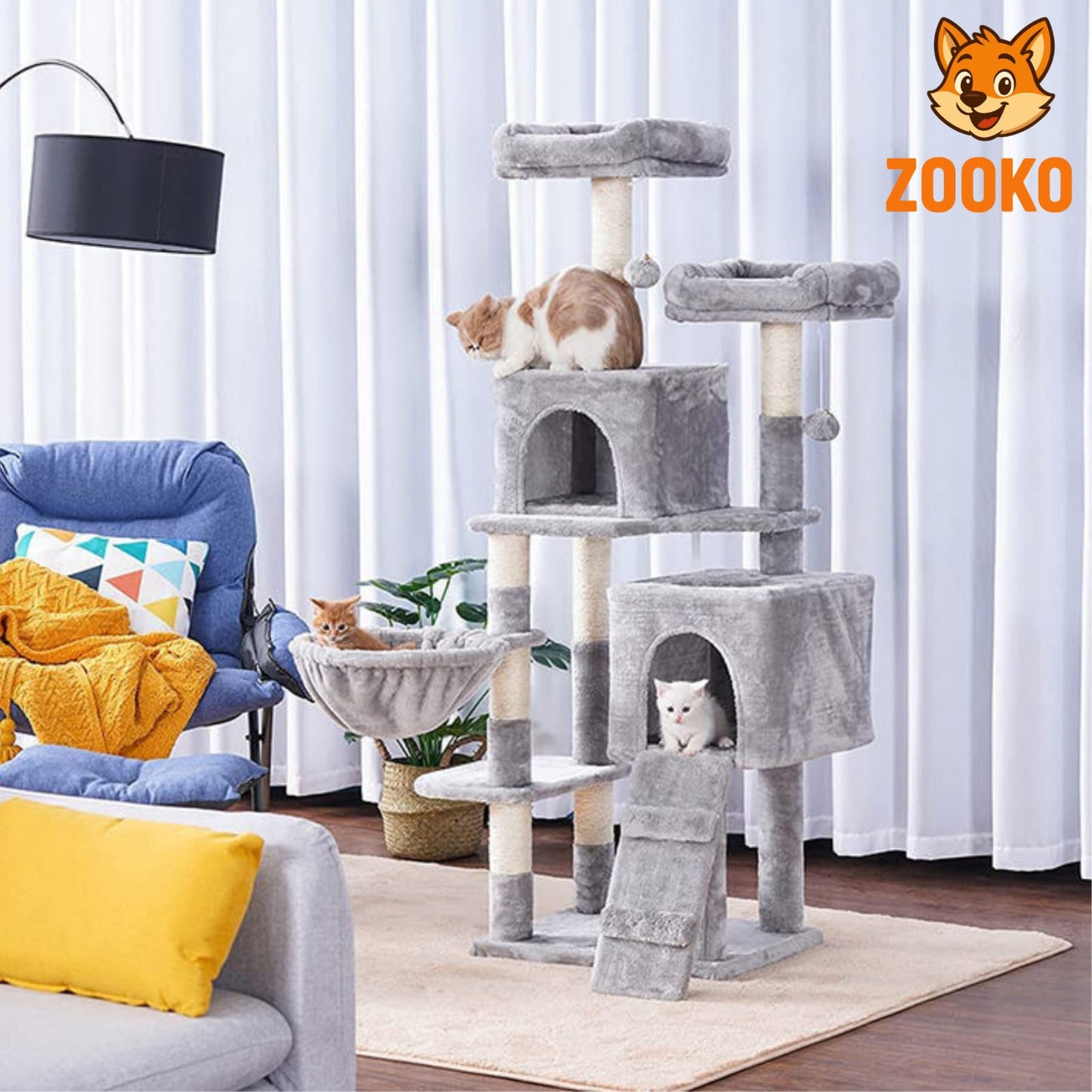 Rascador Para Gatos Torre Skypaws Camas, Refugio Marca Zooko