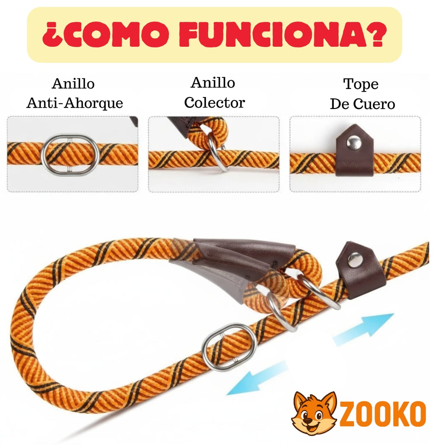 Correa Slip Leash Antitirones Correa Y Collar Perros Zooko