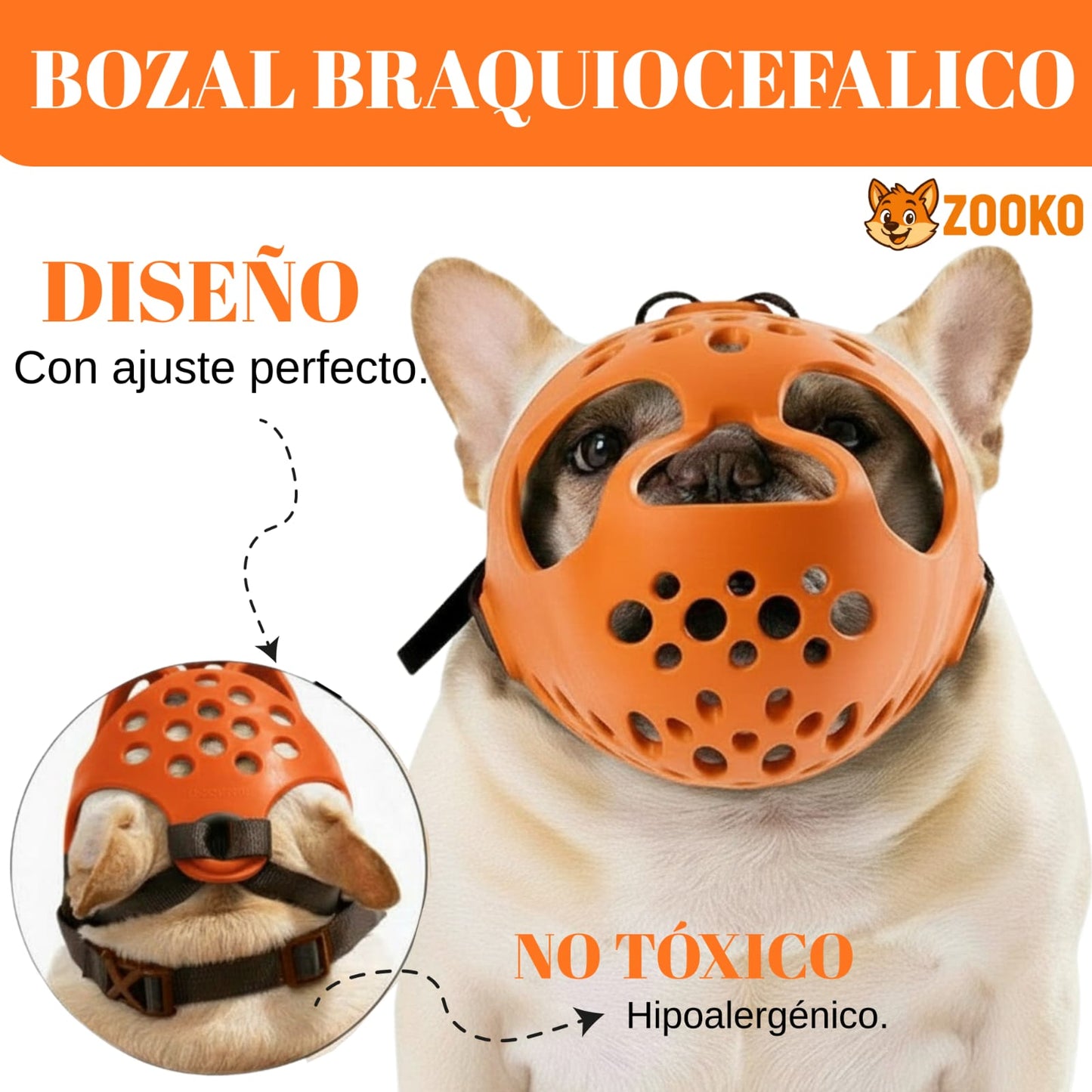 Bozal Para Perros Braquiocefálico Pug Braquicéfalo Zooko