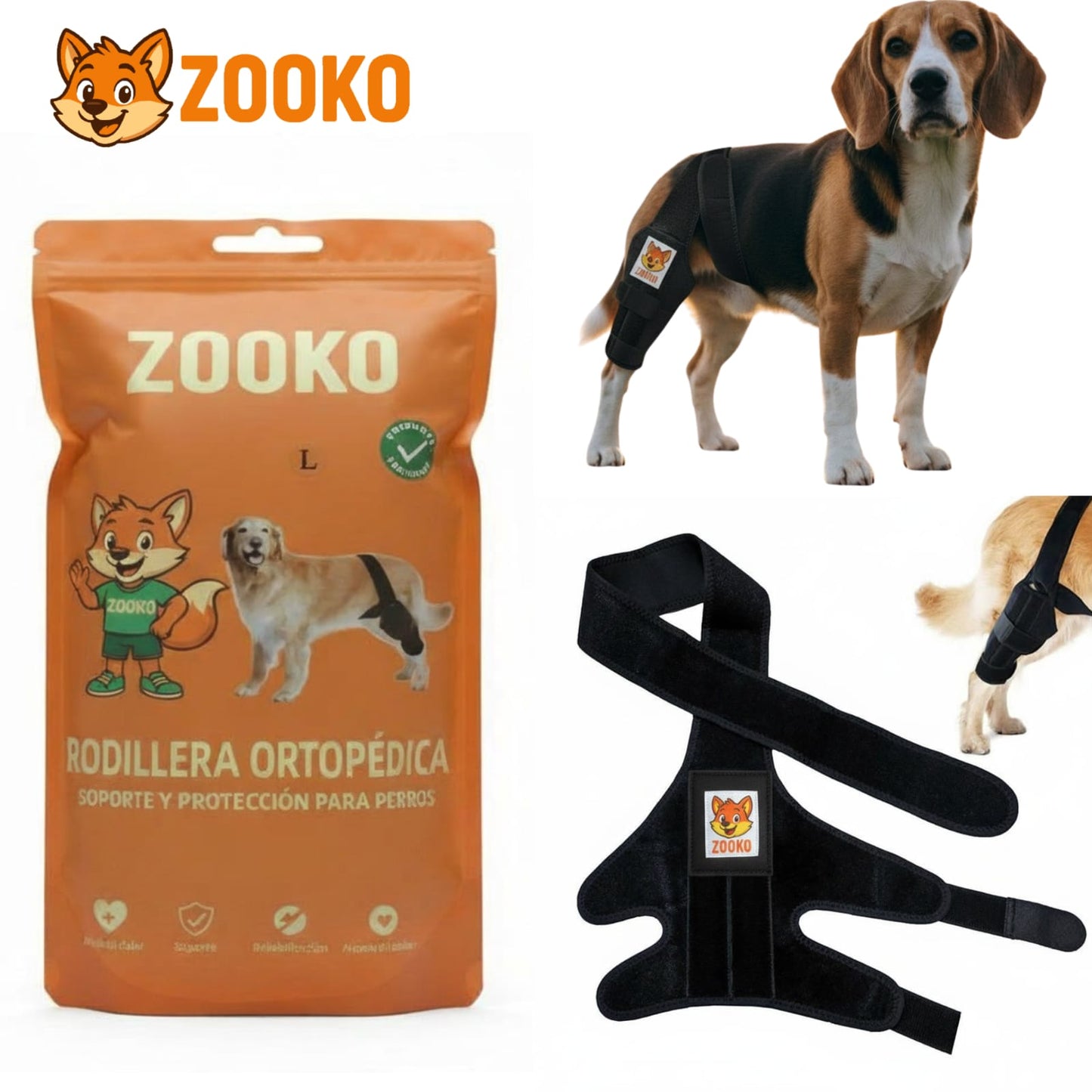 Rodillera Zooko Ortopédica Protector Perro Soporte Rodilla