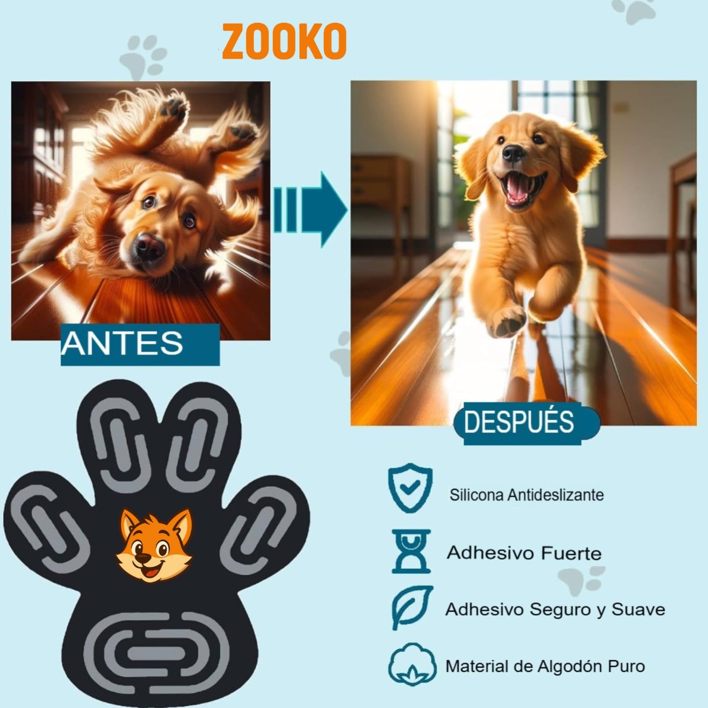 Protectores Zooko Almohadillas Silicona Para Perro Celeste