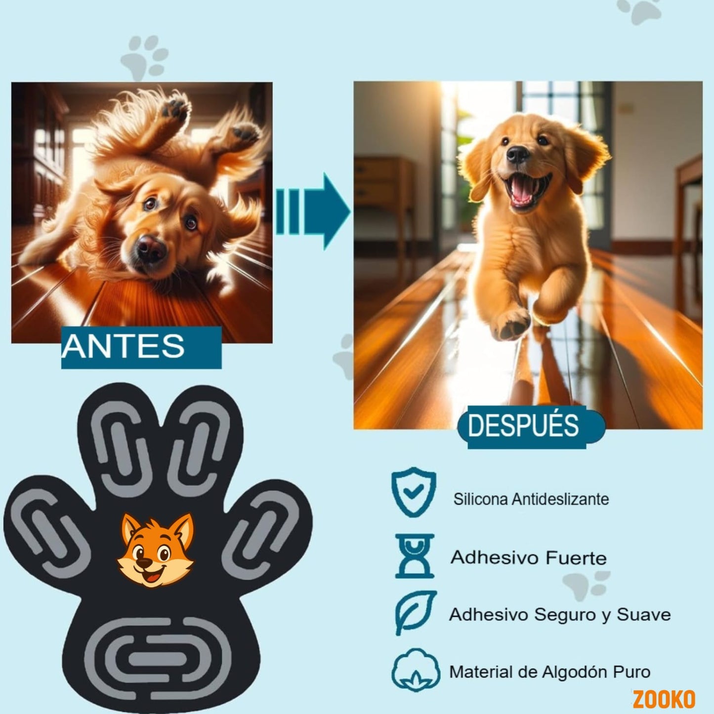 Protectores Zooko Almohadillas Silicona Para Perro Negro