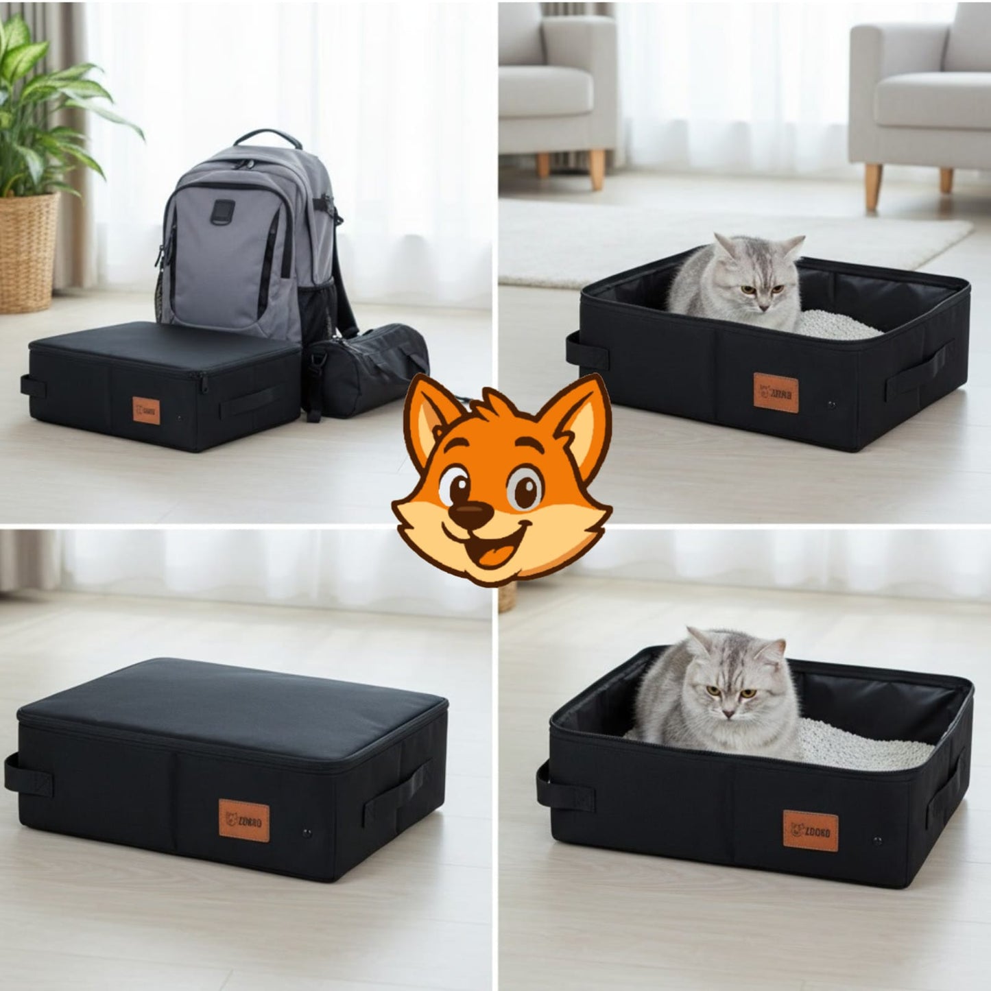Arenero Plegable Portatil Gato Viajes Paseo Baño Marca Zooko