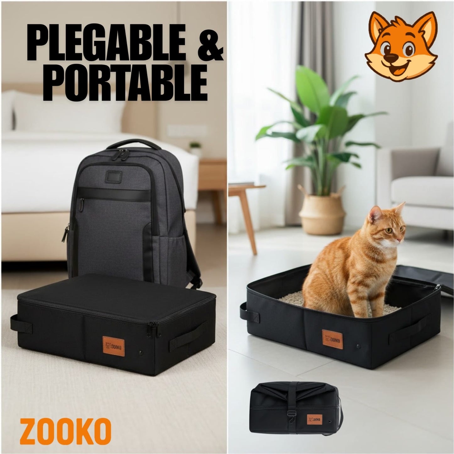 Arenero Plegable Portatil Gato Viajes Paseo Baño Marca Zooko