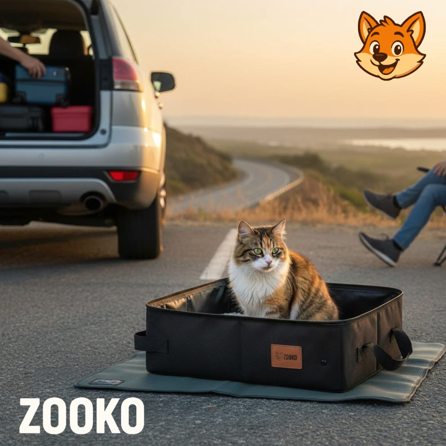 Arenero Plegable Portatil Gato Viajes Paseo Baño Marca Zooko