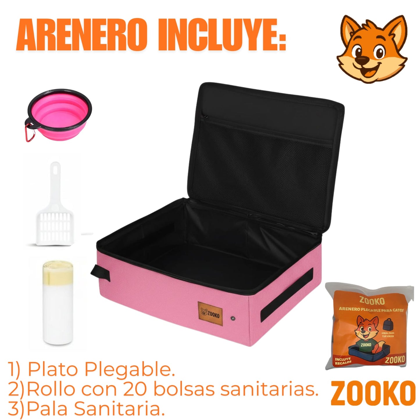 Arenero Plegable Portatil Gato Viajes Paseo Baño Marca Zooko