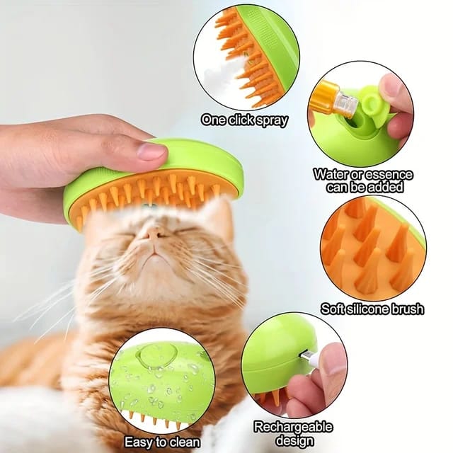 Cepillo Para Gatos Mascotas A Vapor Electrico Usb