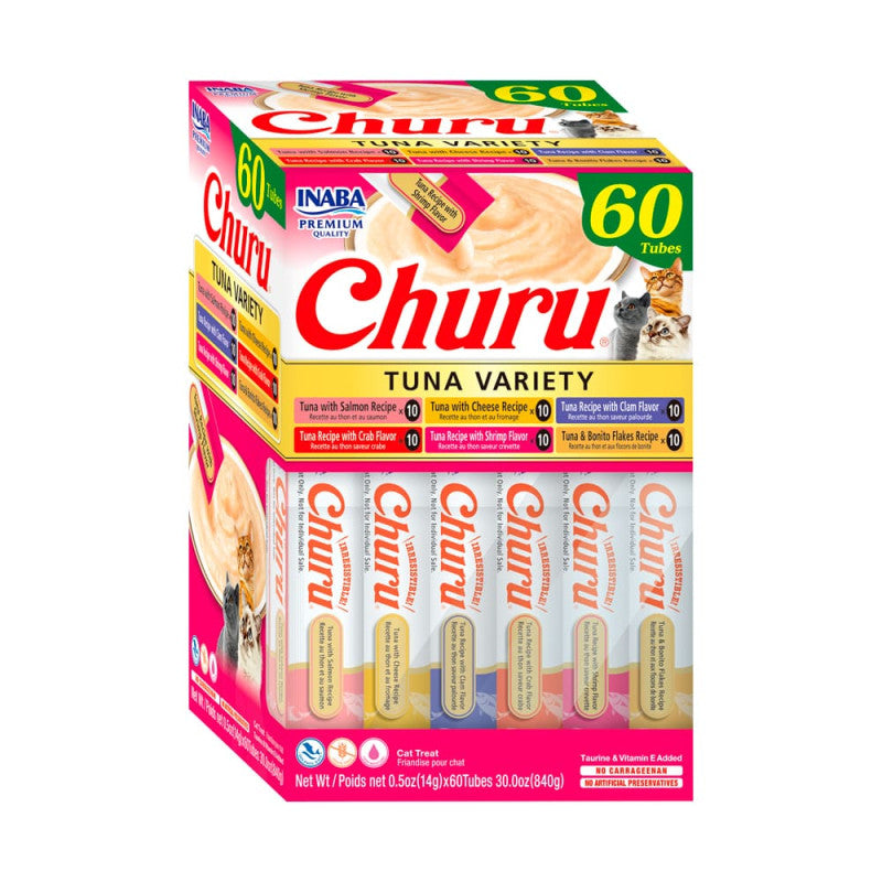 Inaba Churu Snack Gato Mix Sabor Atun, 60 Tubitos
